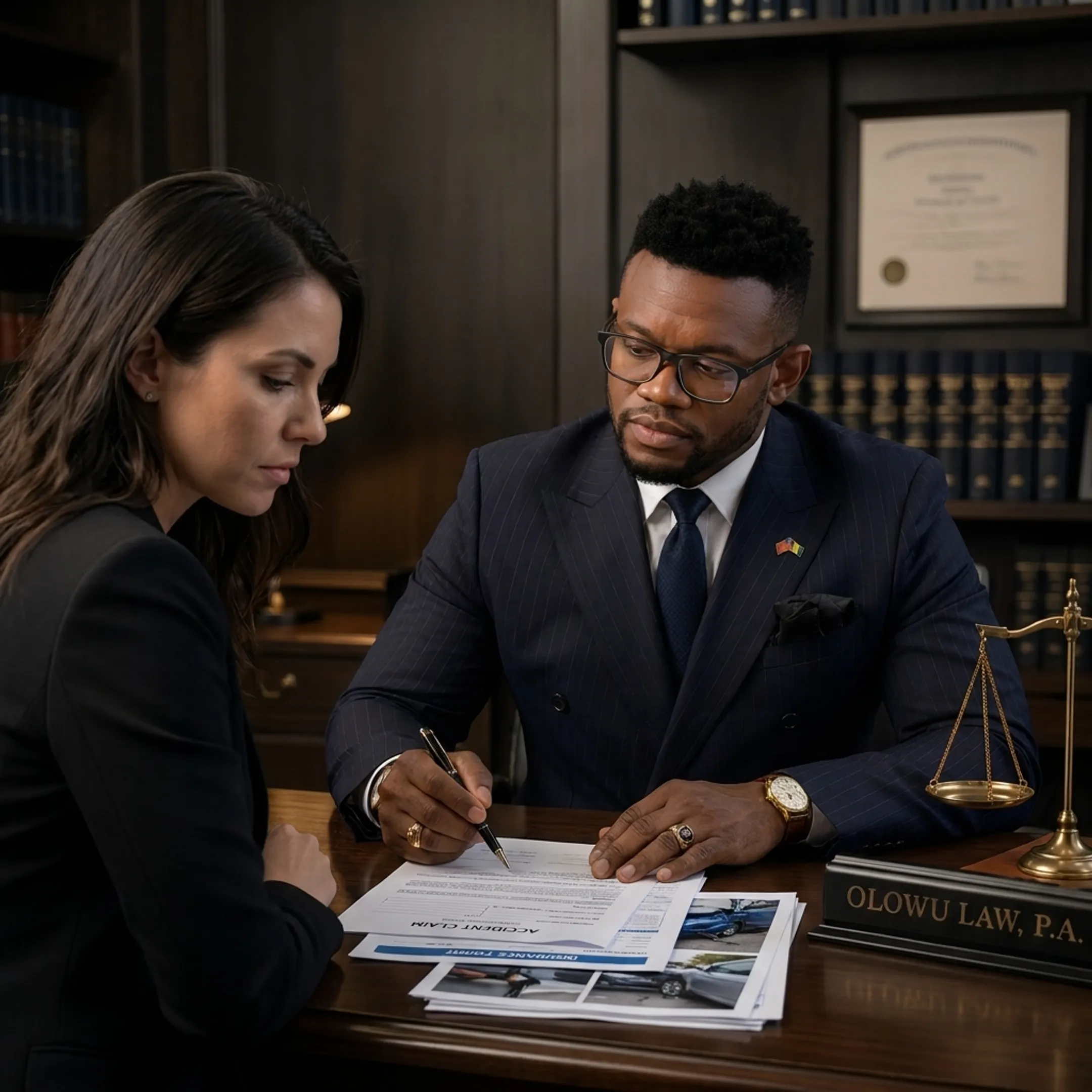 Attorney discussing a personal injury claim with a client