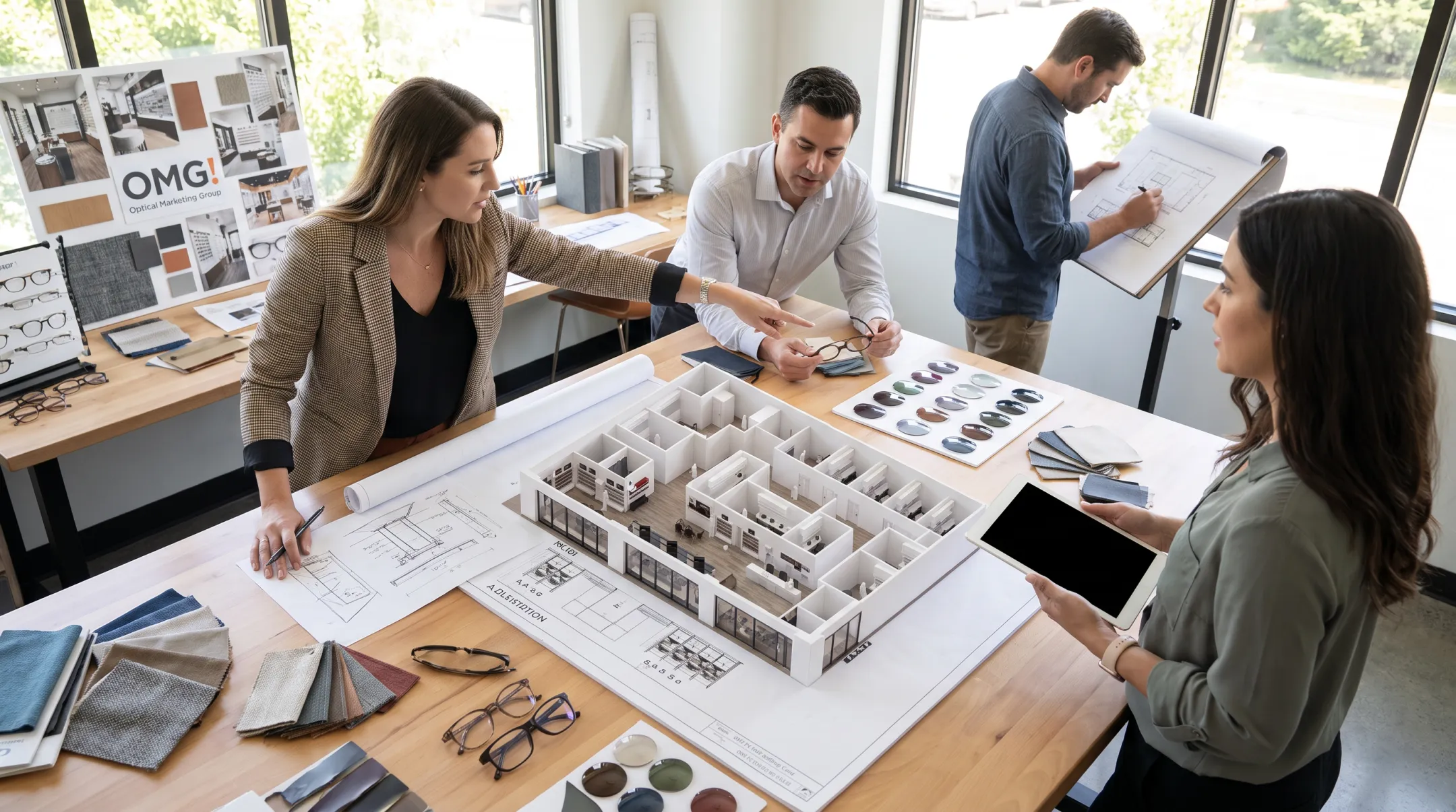 OMG optical merchandising team developing eyecare retail design solutions