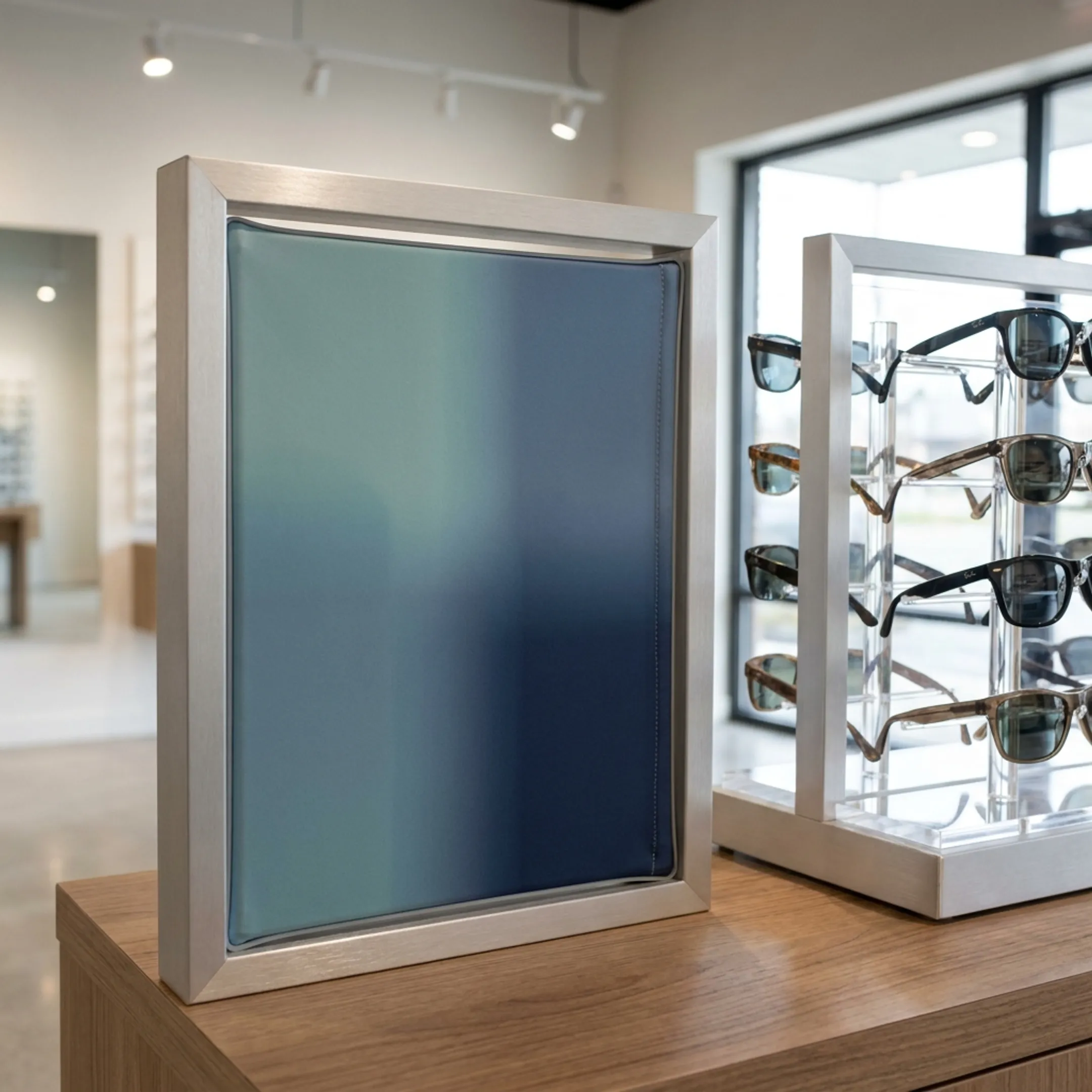 Eyewear brand display frame