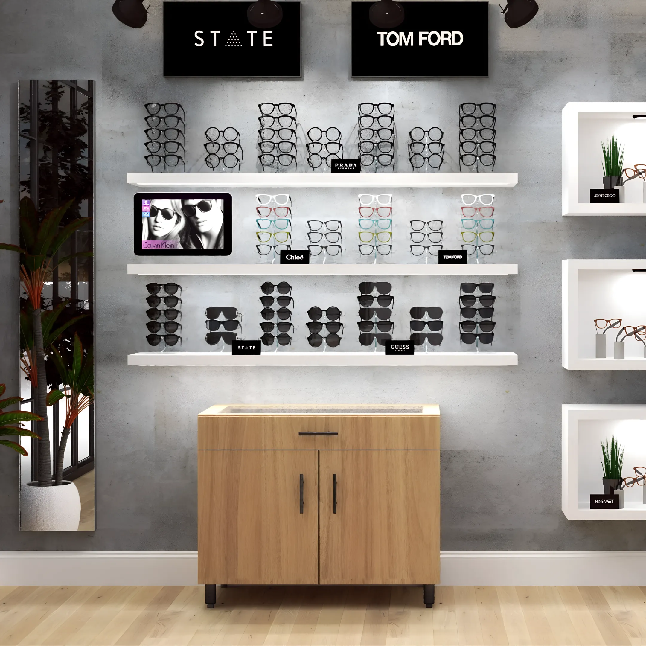 Optical practice eyewear display