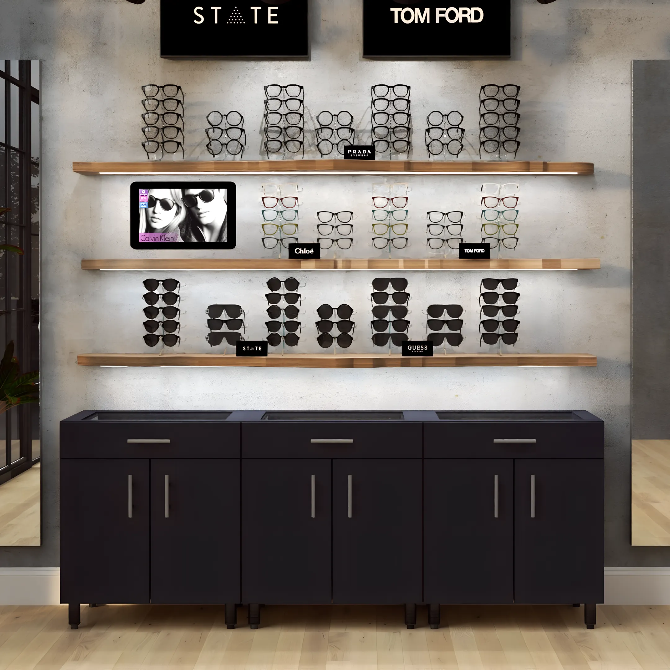 Eyewear showroom displays