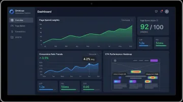 Omnivue Marketing website conversion optimization dashboard showing page speed and CTA performance