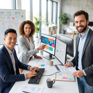 Custom web development team building a business website
