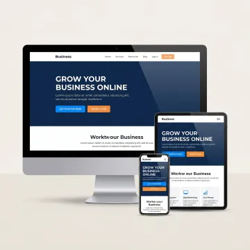 Responsive business website shown across devices