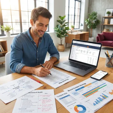 SEO strategist planning organic growth campaign