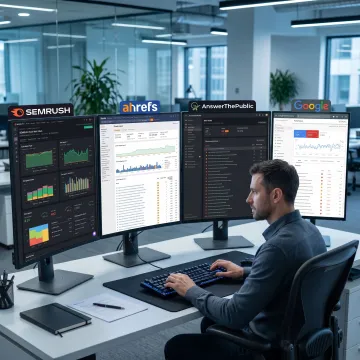 Technical SEO specialist reviewing website performance dashboards