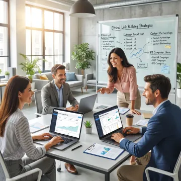SEO team planning link building strategy