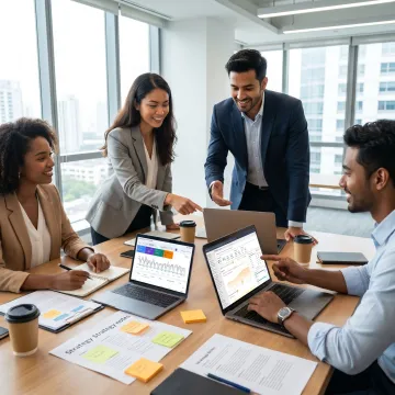 SEO planning session with analytics and content strategy