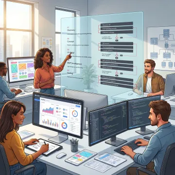 Developers building a custom business web application