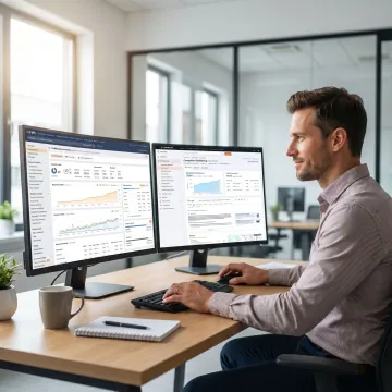 SEO strategist reviewing website performance dashboard