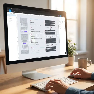 Designer creating responsive website interface layouts