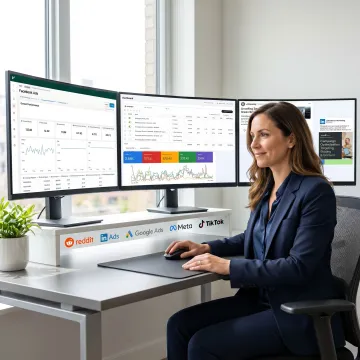 PPC strategist analyzing campaign performance data