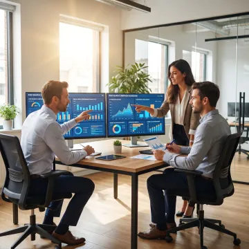 Team analyzing paid media performance reports