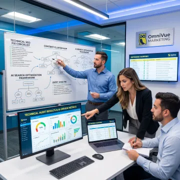 SEO planning session with technical and content strategy