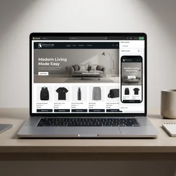 Shopify eCommerce store development on laptop