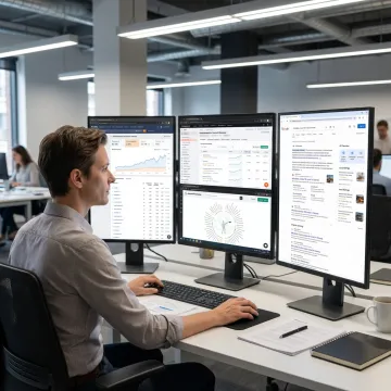 SEO strategist reviewing AI search performance dashboards