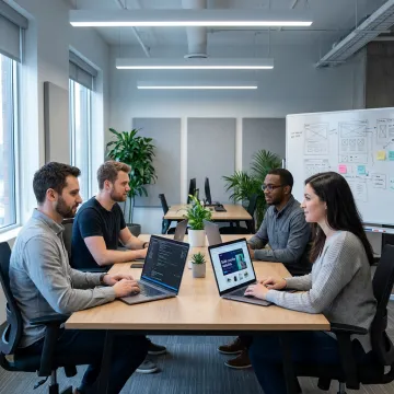 Custom web development team building a modern business website