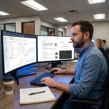 SEO specialist reviewing search performance reports