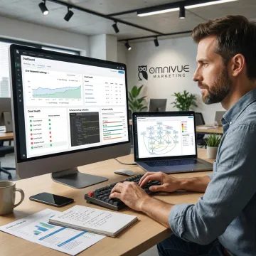 SEO consultant reviewing analytics and search strategy