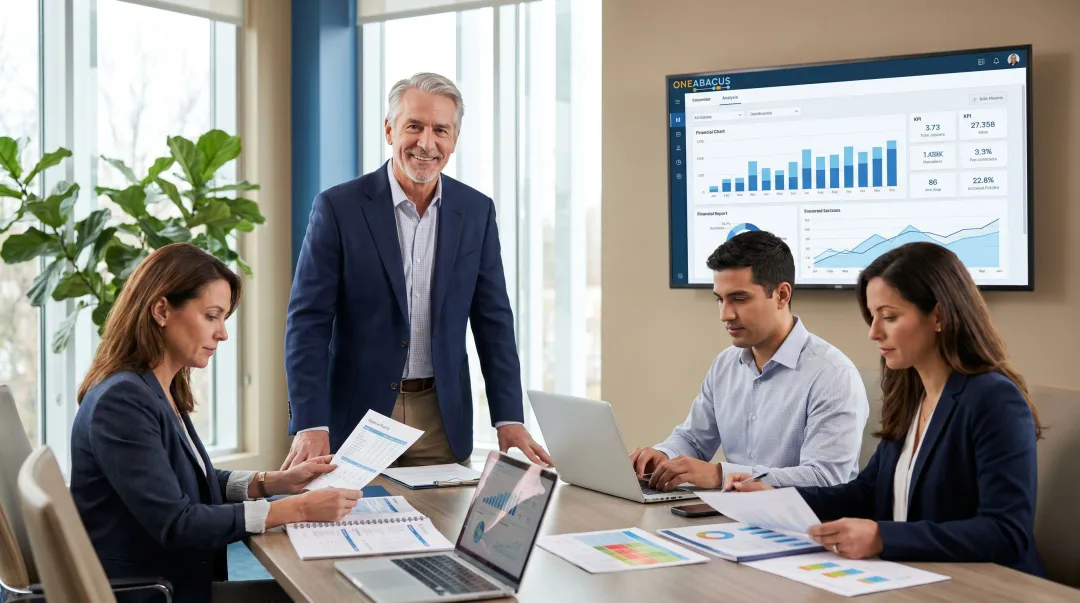 Fractional CFO advisor consulting with nonprofit leadership team around conference table
