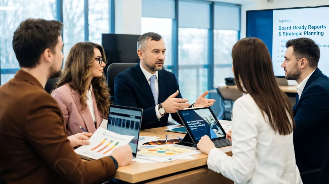 One Abacus Advisory fractional CFO team reviewing nonprofit board financial reports