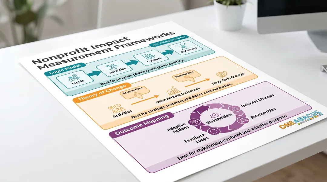 Three nonprofit impact measurement frameworks logic model theory of change outcome mapping