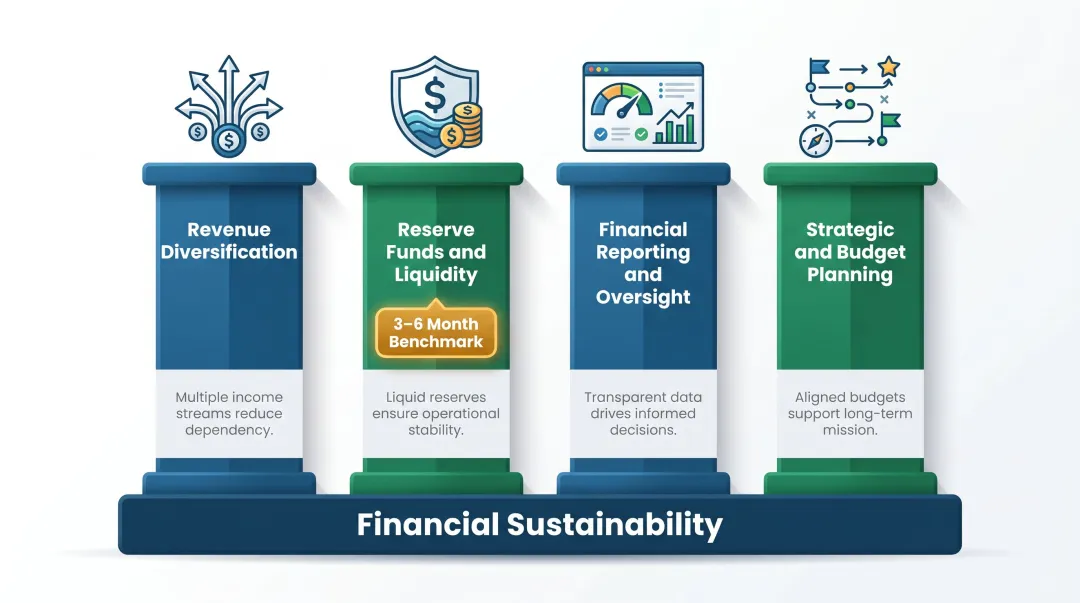 Four pillars of nonprofit financial sustainability revenue reserves reporting planning