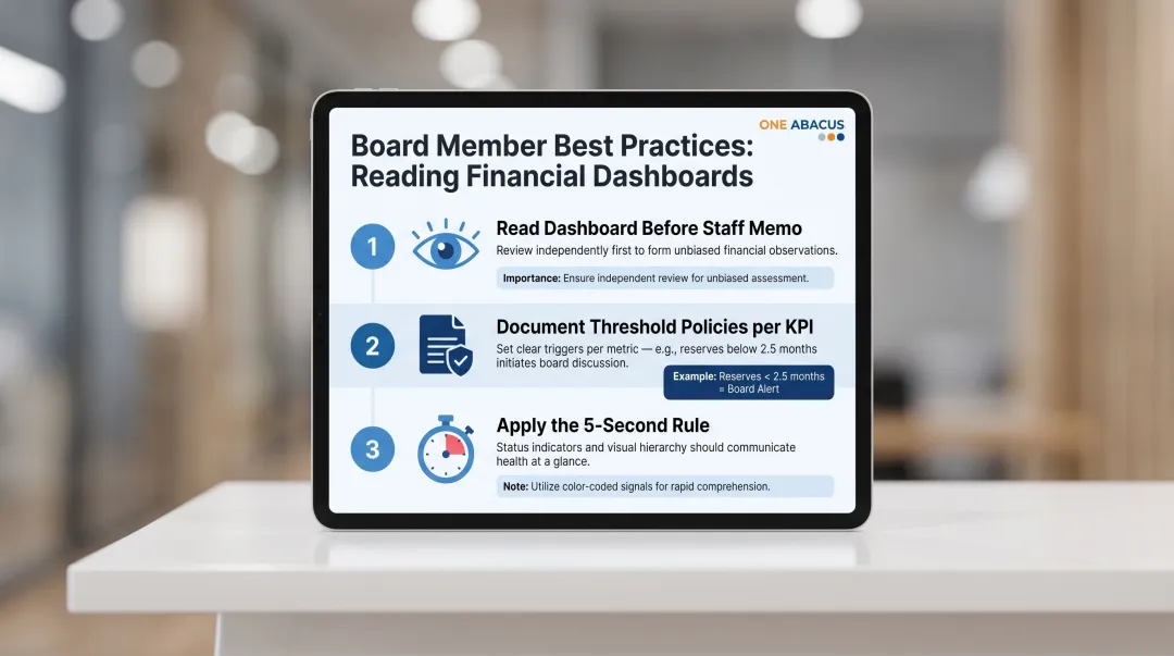 Three best practices for nonprofit board members reading financial dashboards effectively