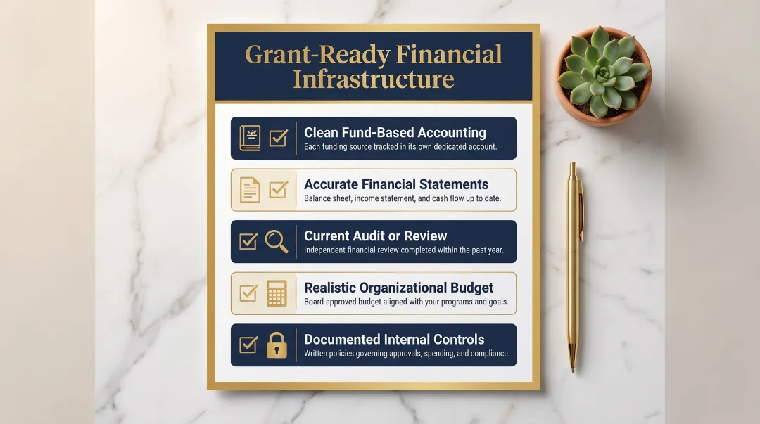 Five essential financial infrastructure components for grant-ready nonprofit organizations