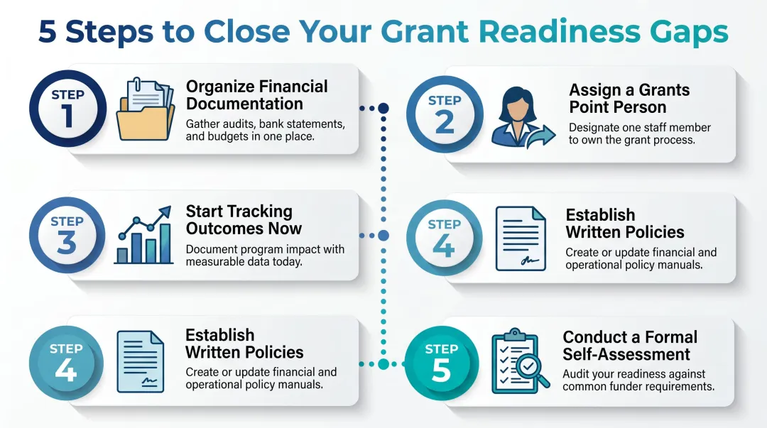 5-step action plan for closing nonprofit grant readiness gaps before applying