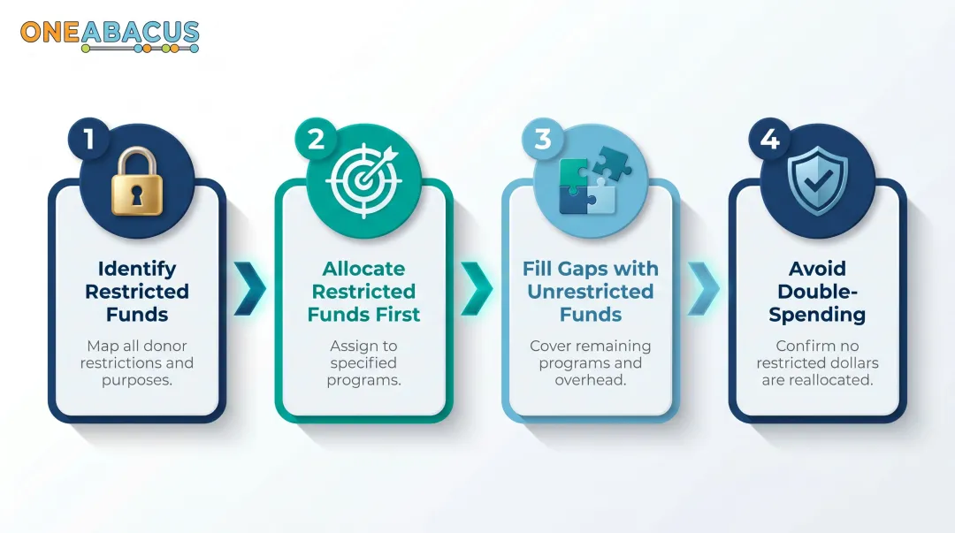 4-step nonprofit annual budget planning process using fund accounting sequence