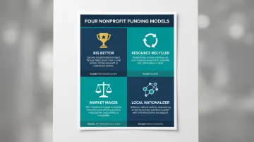Four foundation corporate and mixed nonprofit funding models comparison infographic