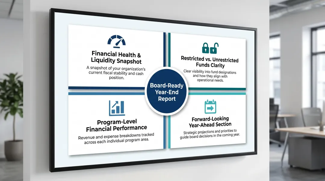 Four essential components of a nonprofit year-end board-ready financial report