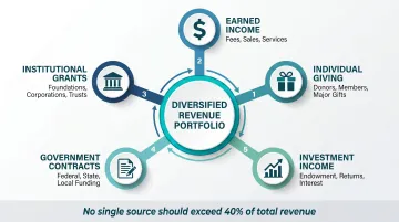 Five nonprofit revenue diversification streams reducing funding concentration risk