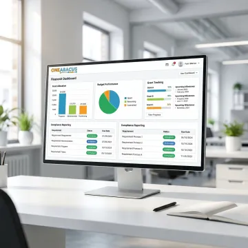 Automated nonprofit financial reporting dashboard on screen