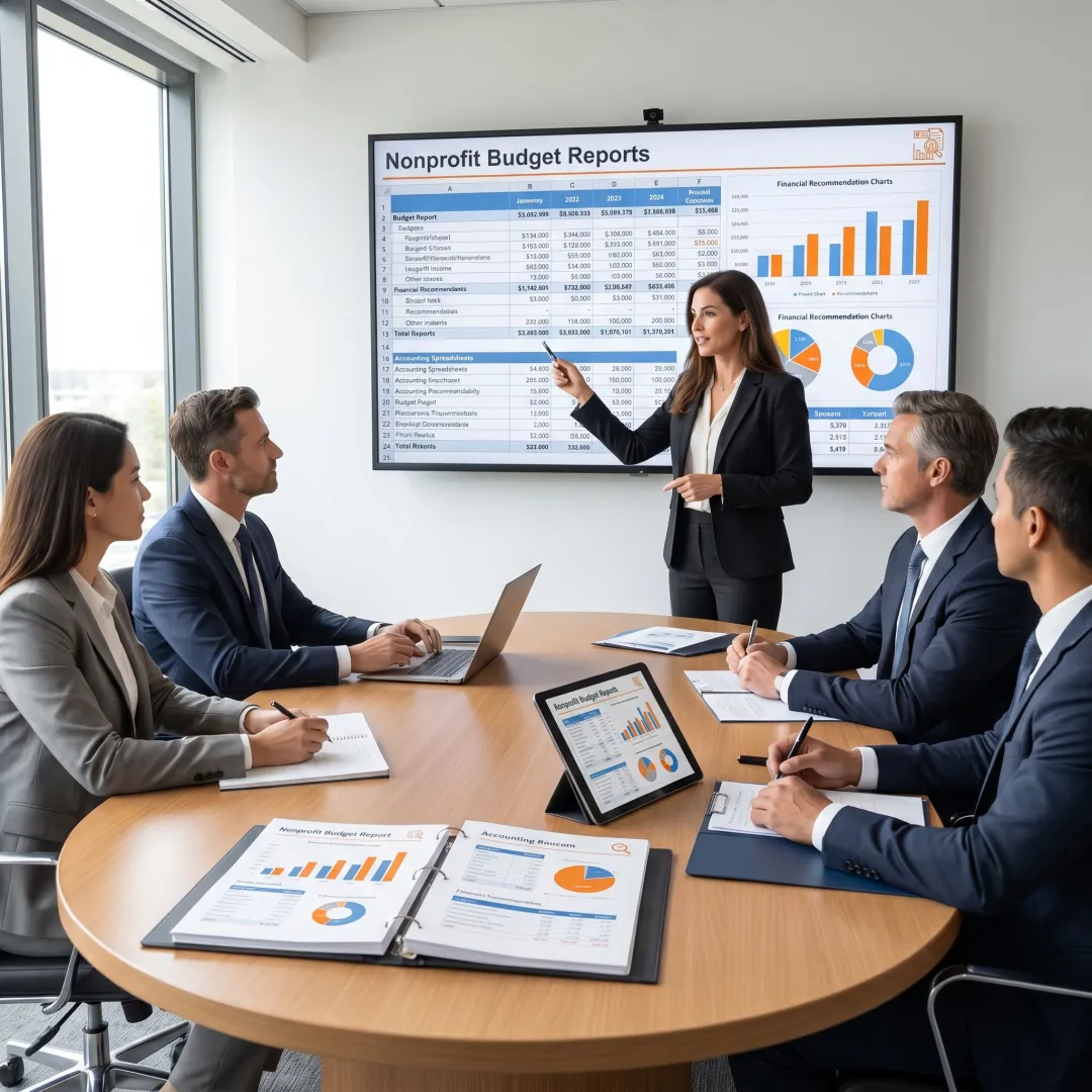 Advisor presenting nonprofit financial insights