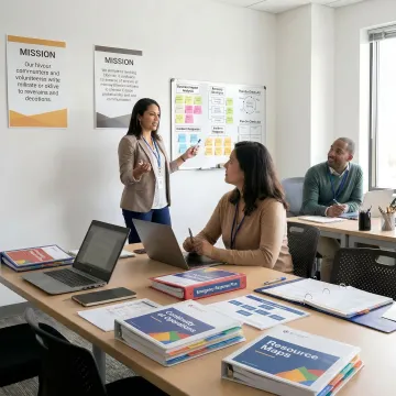 Consultant guiding a nonprofit continuity planning workshop