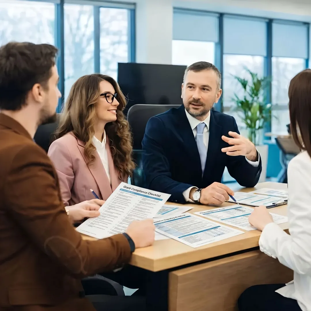 Consultant reviewing nonprofit grant compliance process