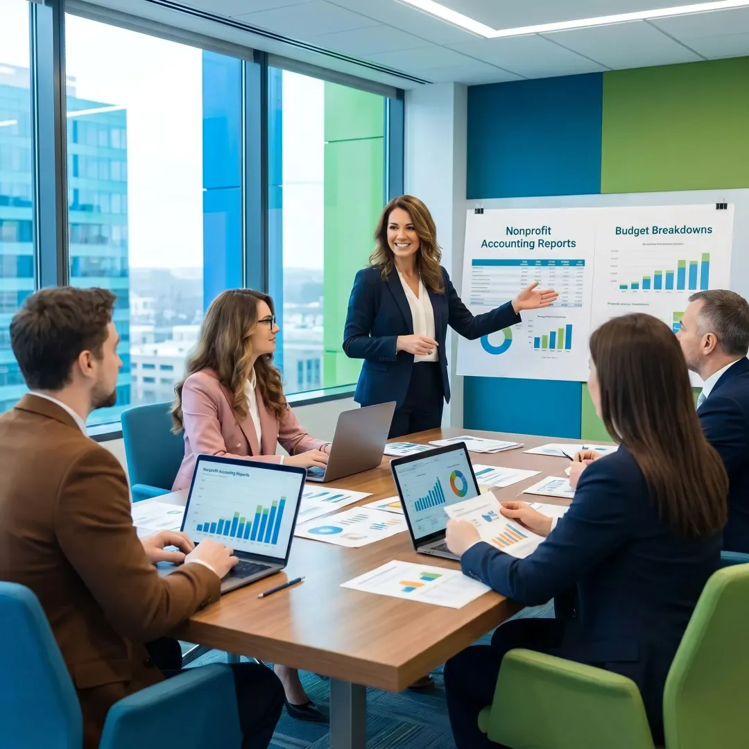 Nonprofit financial consultant presenting accounting insights