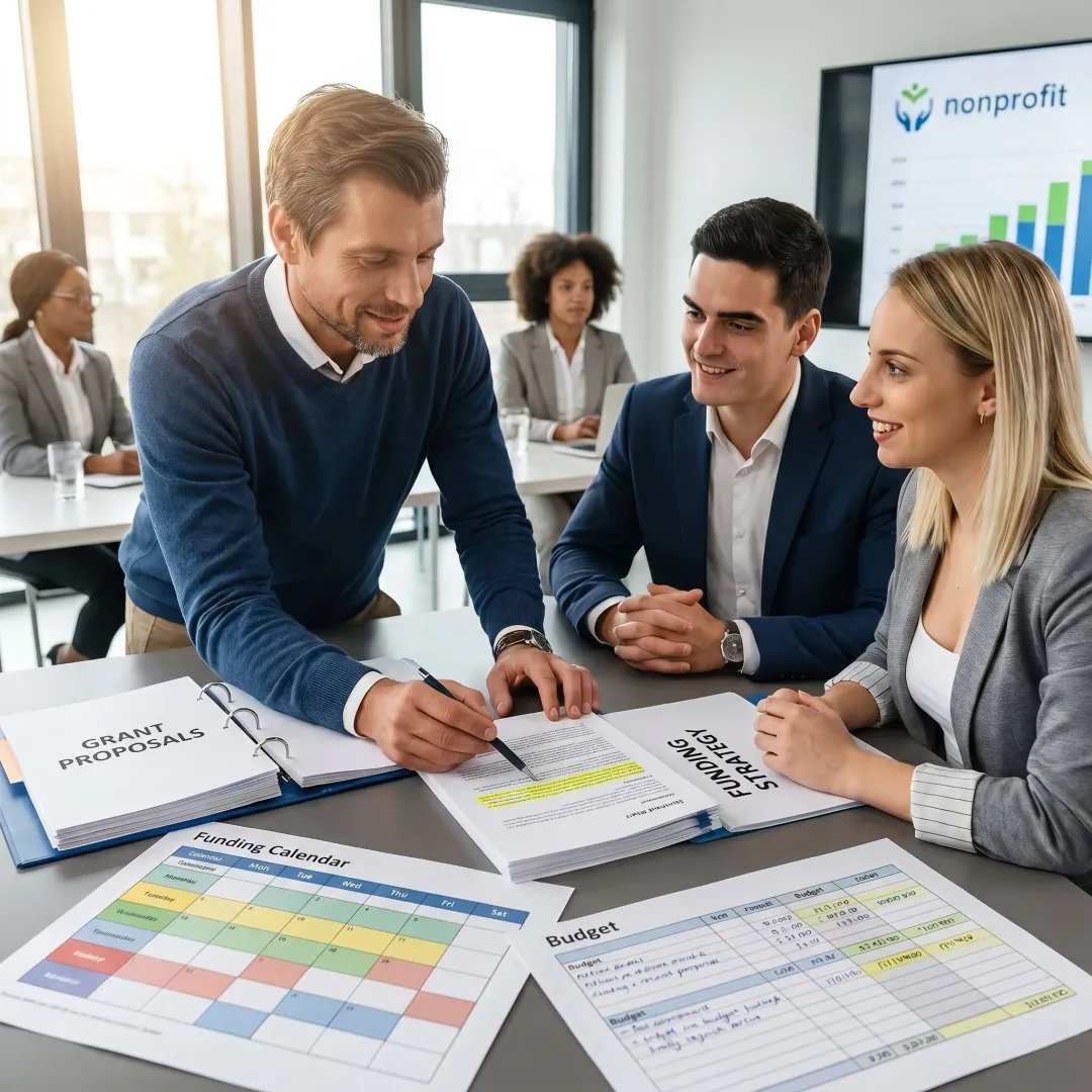Grant consultant reviewing nonprofit funding strategy