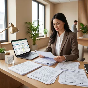 Nonprofit financial advisor reviewing annual tax filing documents