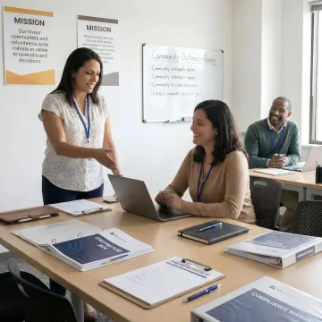 HR consultant meeting with nonprofit leadership team