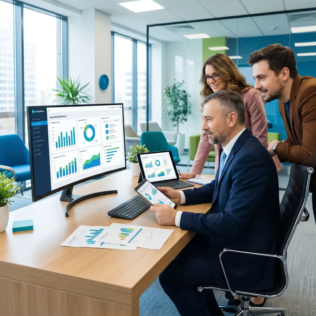 Nonprofit financial consultant reviewing accounting systems