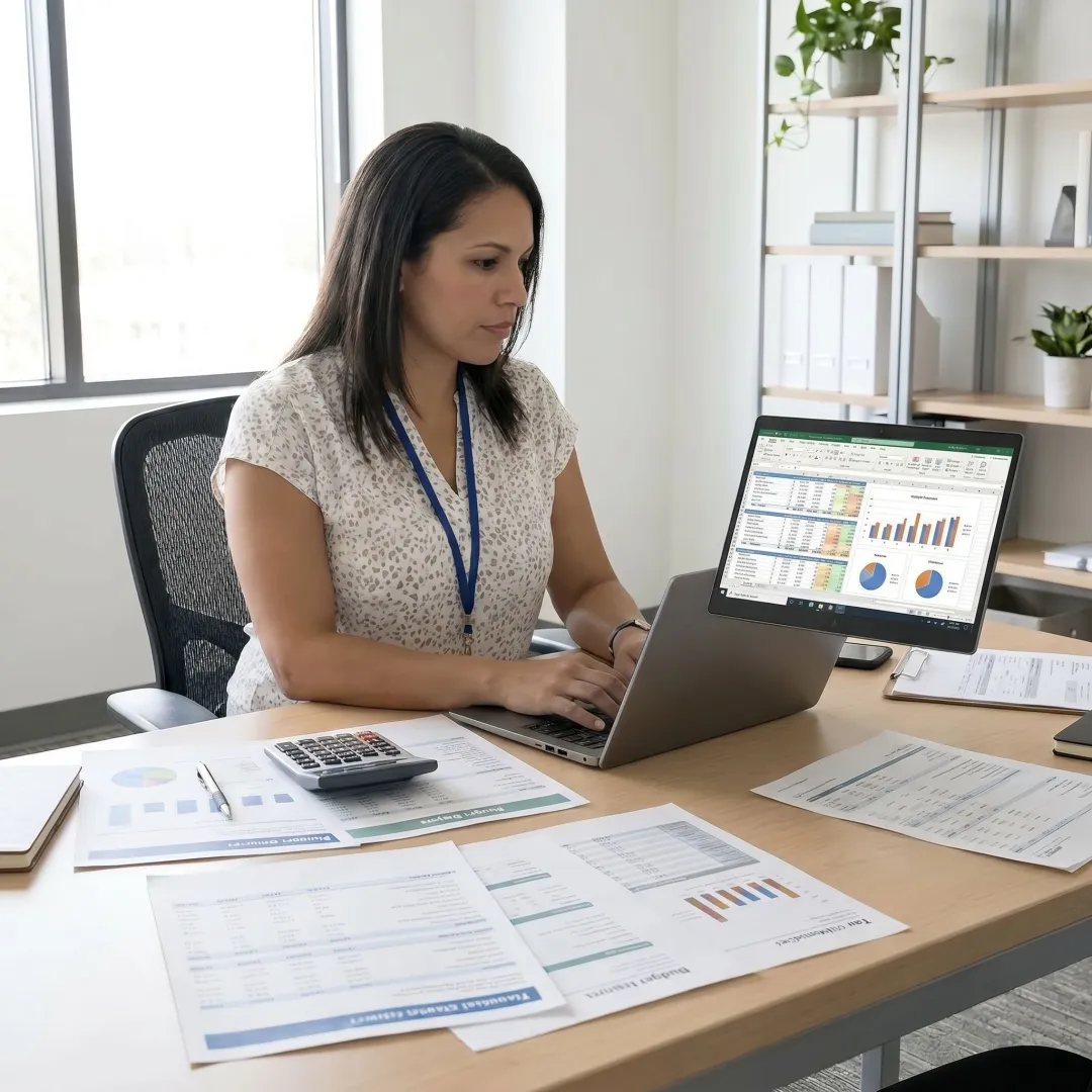 Controller reviewing nonprofit financial statements