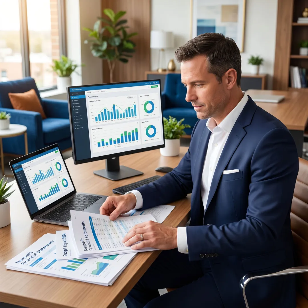Nonprofit accountant preparing board-ready financial reports