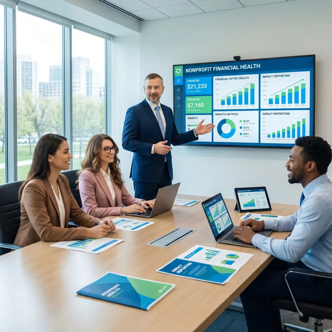 Advisor presenting nonprofit financial reporting insights