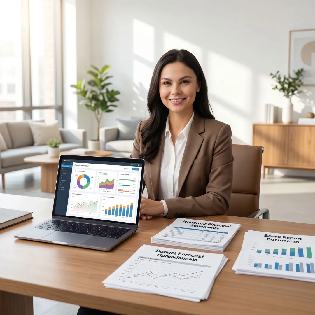 Fractional CFO reviewing nonprofit financial reports