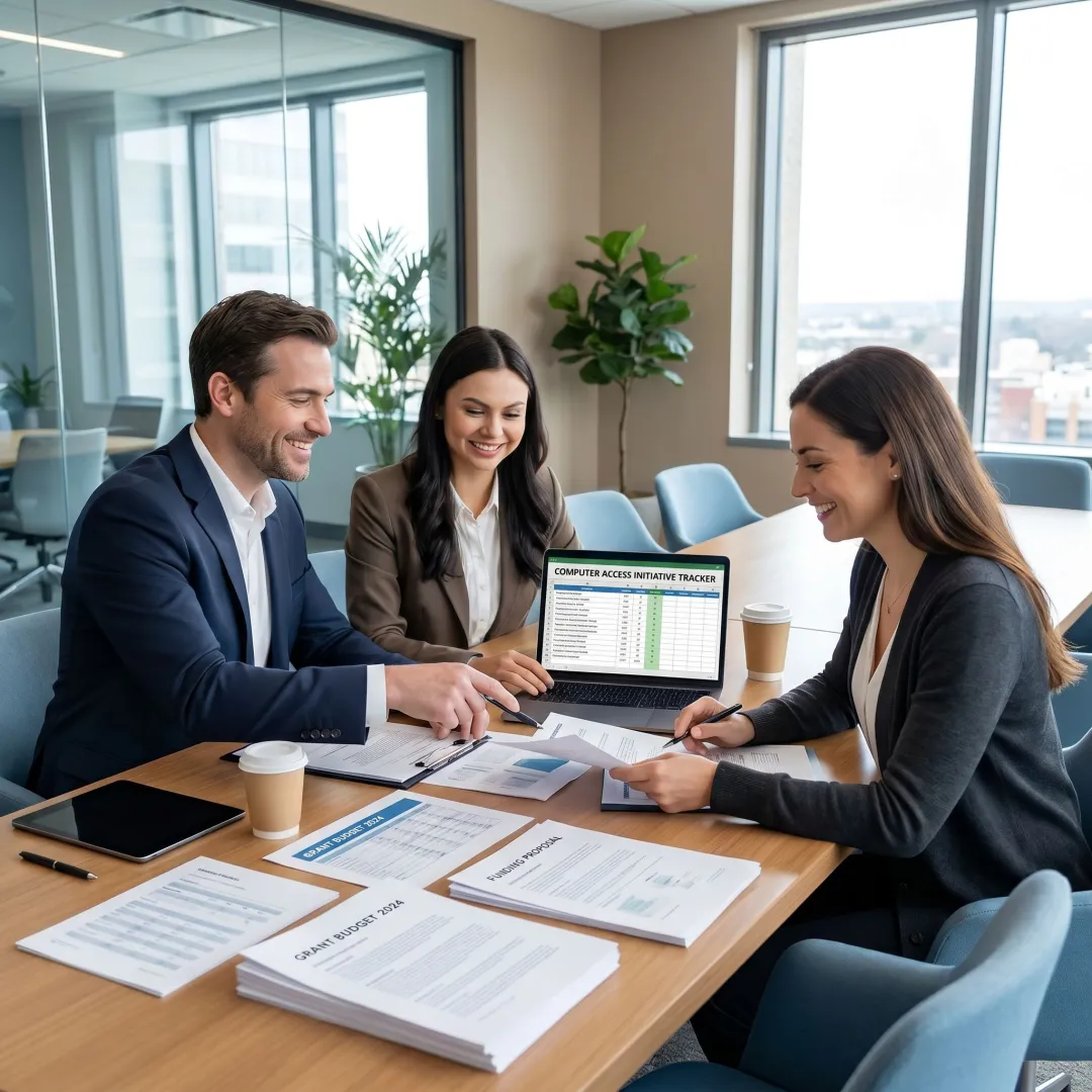 Advisor helping nonprofit prepare a technology grant request
