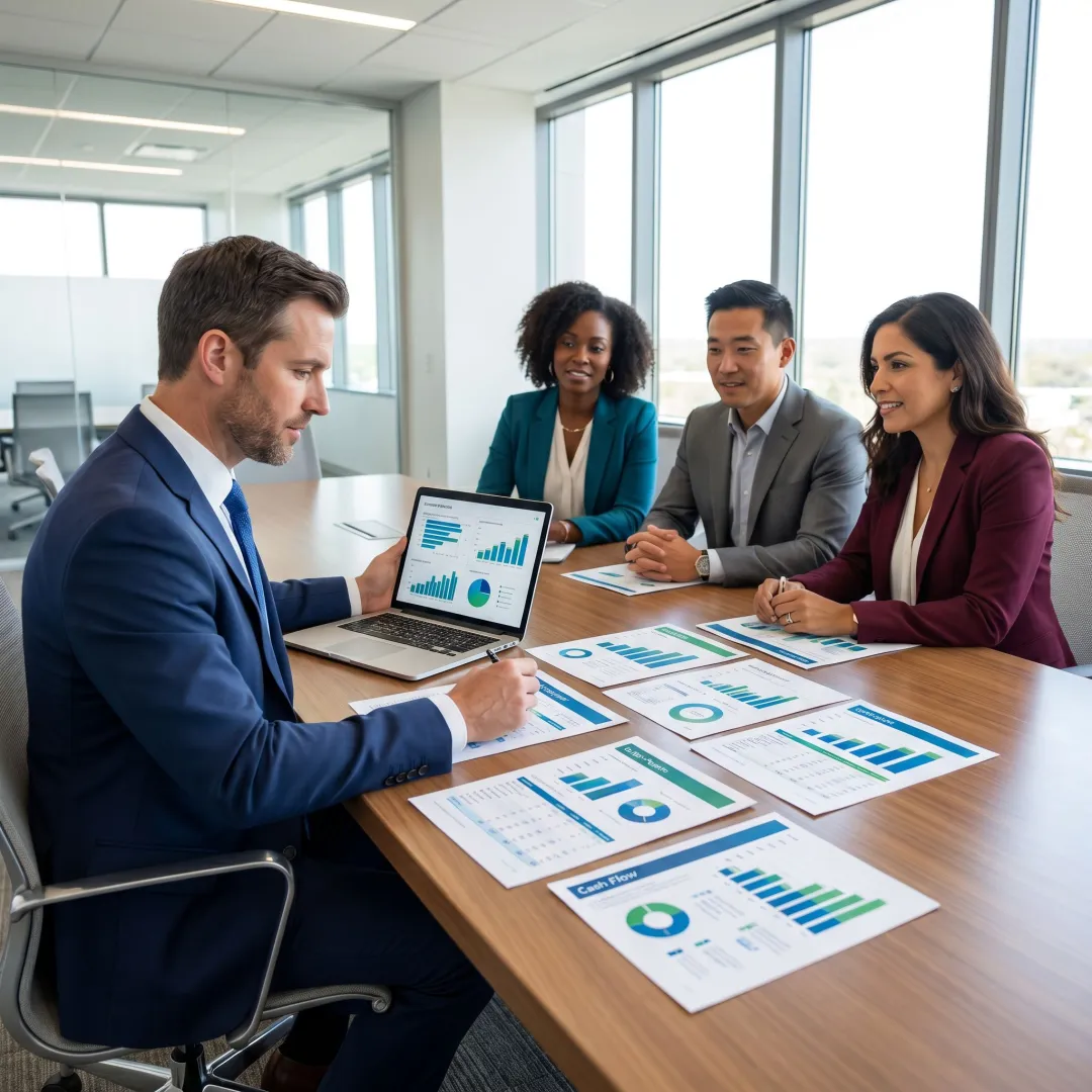 Consultant reviewing nonprofit financial reports