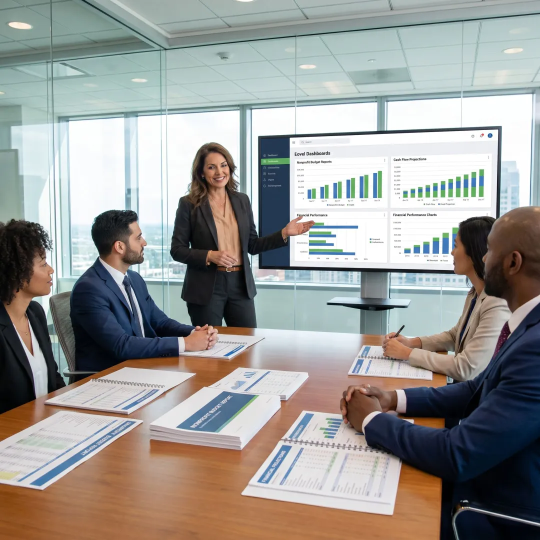 Advisor reviewing nonprofit financial reports